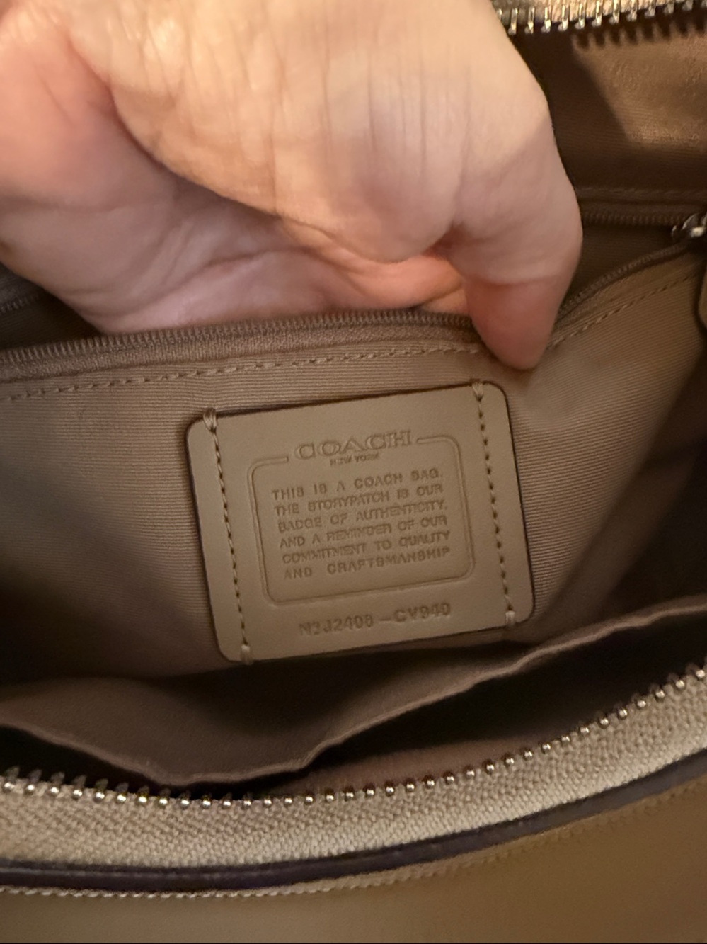 Coach Signature Pebbled Shoulder Bag in Light Taupe - Picture 10 of 16